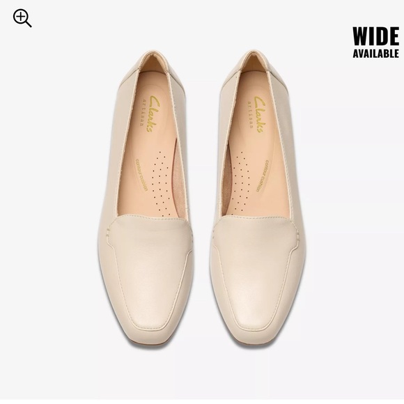 Clarks Shoes - Clarks Krystine Lily Cream Leather 7.5 WIDE loafers